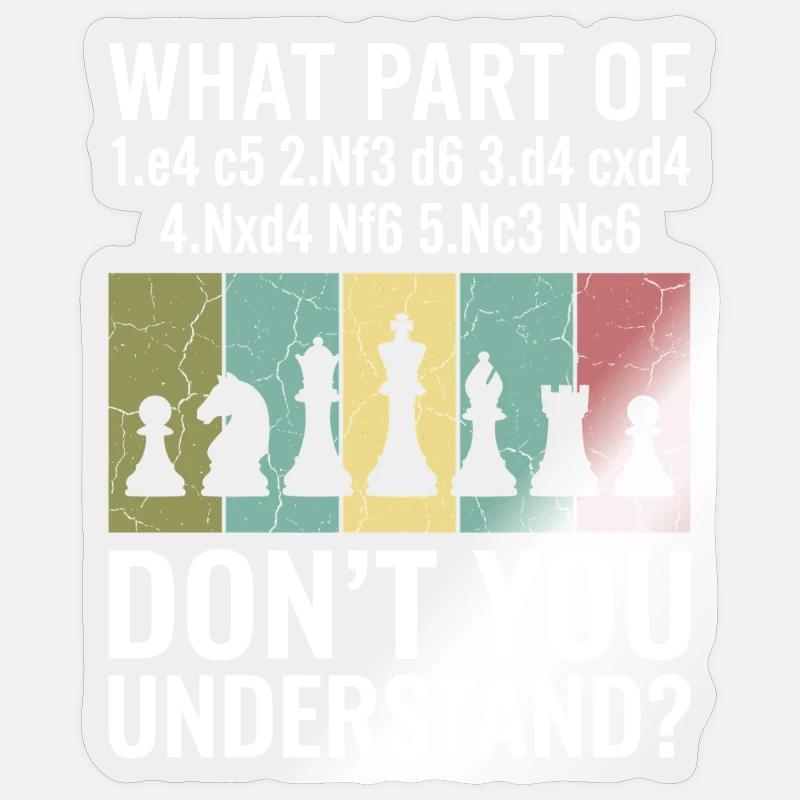 Ouverture d’échecs Humour de notation sicilienne Sticker taille S (10 x 10 cm)