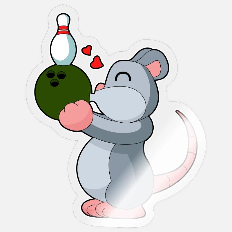 Maus Bowling Bowlingkugel Pin Sticker Größe S (10 x 10 cm)