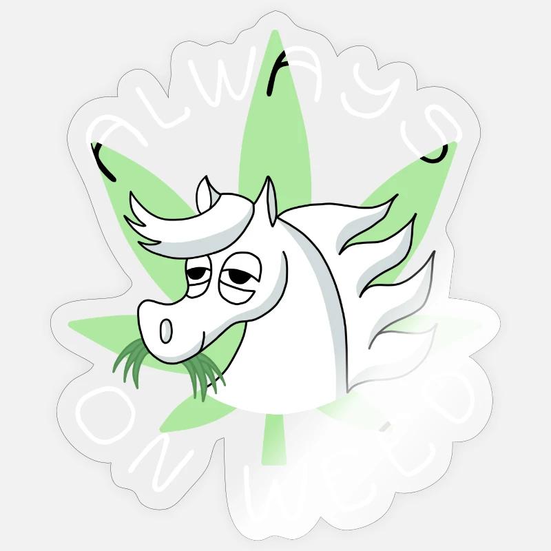 Always on weed - Sticker Größe S (10 x 10 cm) - Transparent glänzend