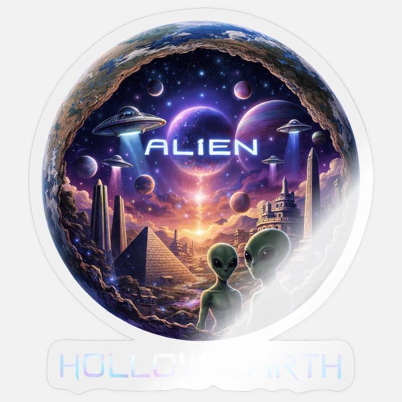 Alien Hollow Earth Sticker size S (10 x 10 cm)