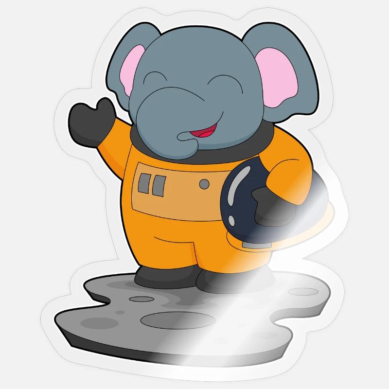 Elephant Astronaut Space Sticker size S (10 x 10 cm)