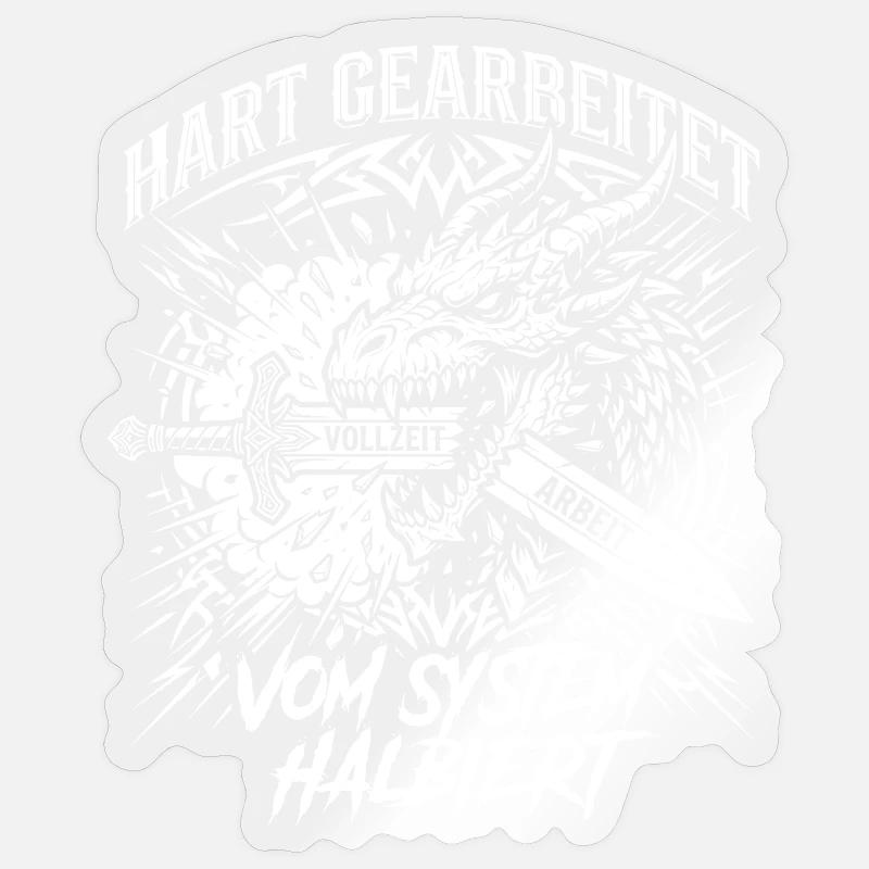 Travaillé dur, réduit de moitié par le système Sticker taille S (10 x 10 cm)