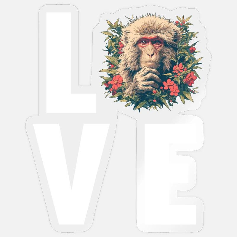 Macaque Macaque - Sticker taille S (10 x 10 cm) - brillant transparent