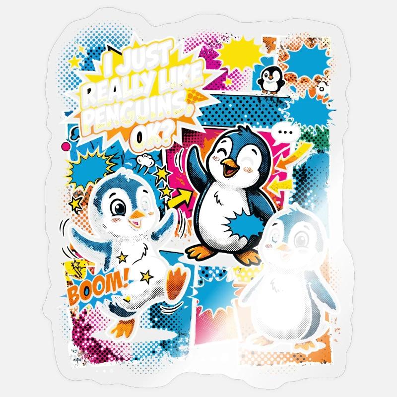 Penguin Pop Art Comic Collage Sticker size S (10 x 10 cm)