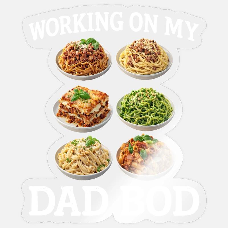 Dad Bod Pasta Spaß - Sticker Größe S (10 x 10 cm) - Transparent glänzend