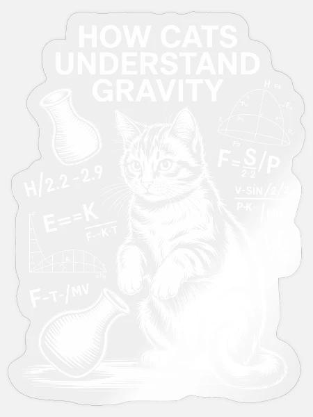 Physik Katzen Sprüche Mathe Witz Physik Geschenk - Sticker Größe S (10 x 10 cm) - Transparent glänzend