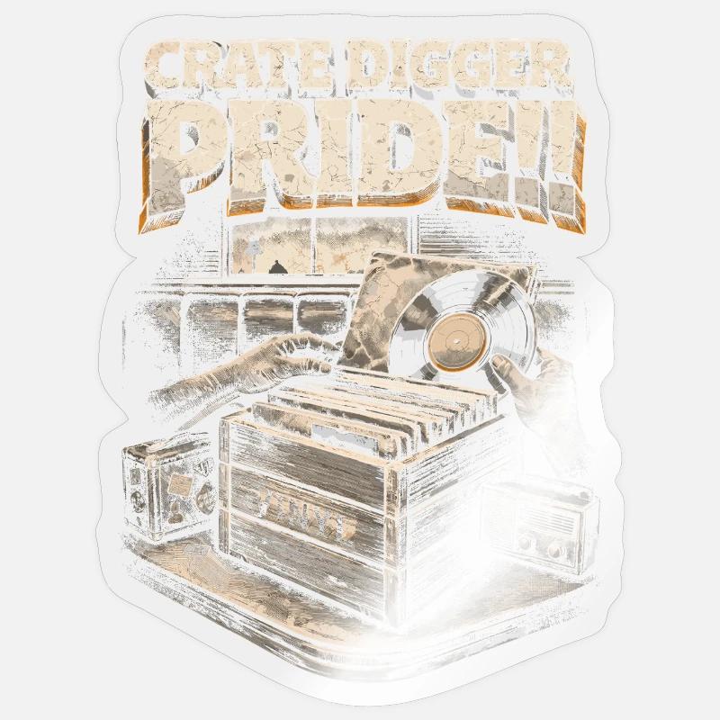 Vinyl Sammler Schallplatten Crate Digger Pride - Sticker Größe S (10 x 10 cm) - Transparent glänzend