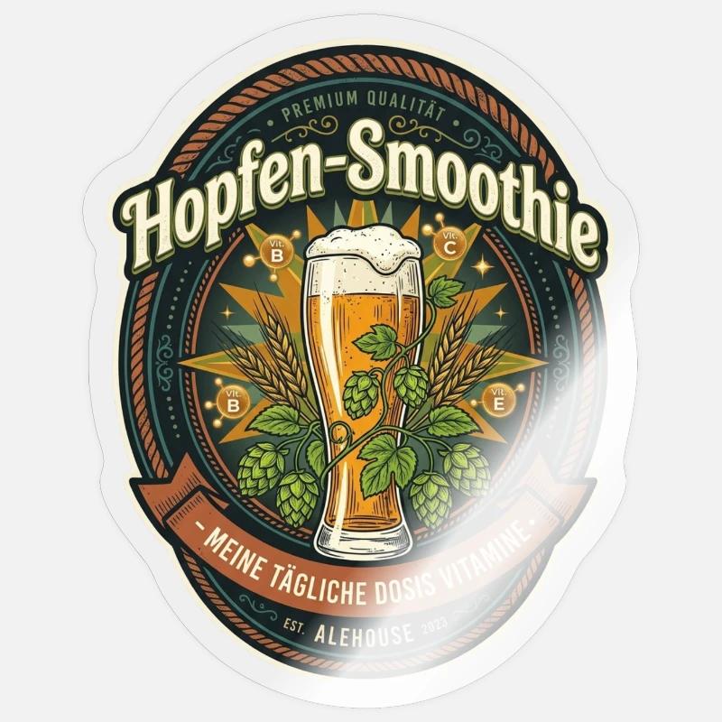 Label de smoothies houblon - Sticker taille S (10 x 10 cm) - brillant transparent
