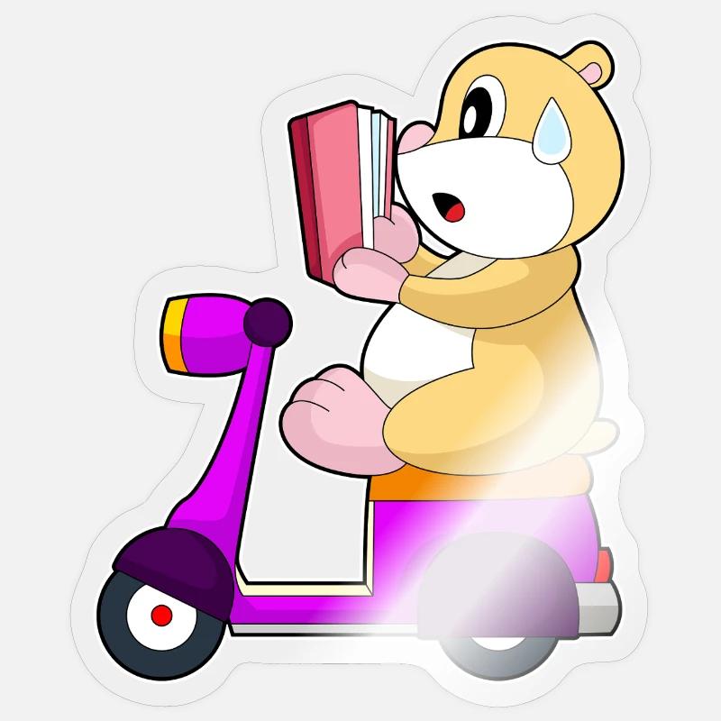 Trottinette de hamster - Sticker taille S (10 x 10 cm) - brillant transparent