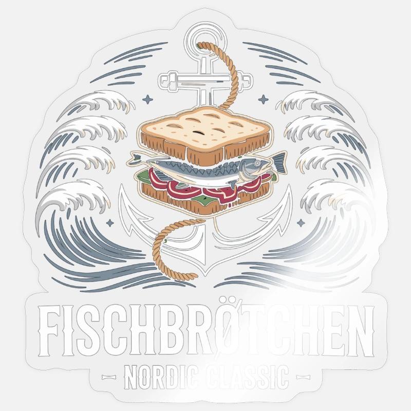 Fish Rolls Nordic Classic Skjorte - Sticker størrelse S (10 x 10 cm) - gennemsigtig blank