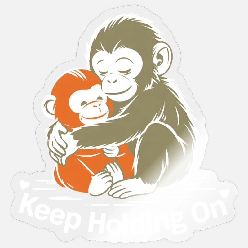 Halt die Affenumarmung fest - Sticker Größe S (10 x 10 cm) - Transparent glänzend