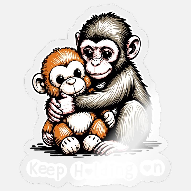 Monkey Hug Duo: Keep Holding On Sticker size S (10 x 10 cm)