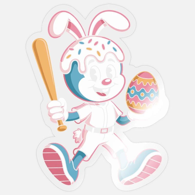 Hoppelhase with Easter egg - Sticker size S (10 x 10 cm) - transparent glossy