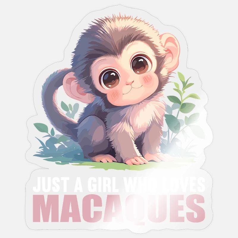 Macaque Macaque - Sticker taille S (10 x 10 cm) - brillant transparent