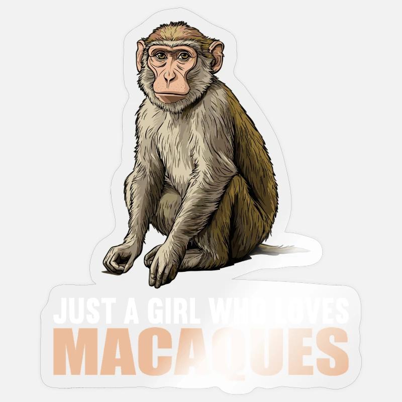 Macaque Macaque - Sticker taille S (10 x 10 cm) - brillant transparent