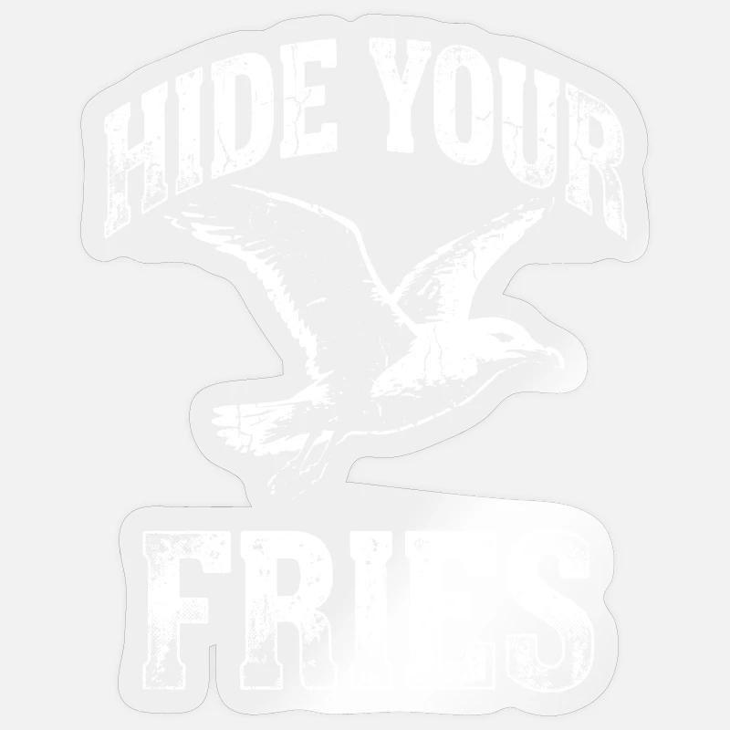 Cache tes frites mouette - Sticker taille S (10 x 10 cm) - brillant transparent