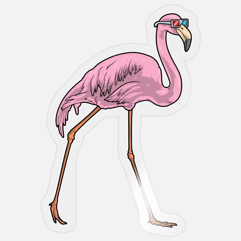 Flamingo Sonnenbrille - Sticker Größe S (10 x 10 cm) - Transparent glänzend
