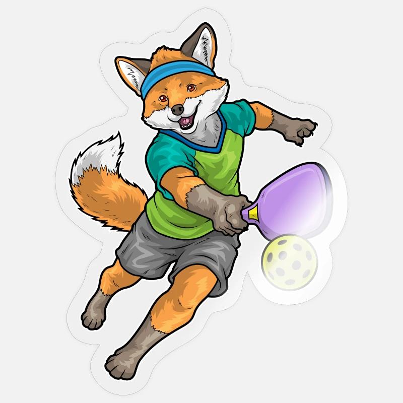 Fox Pickleball - Sticker taille S (10 x 10 cm) - brillant transparent