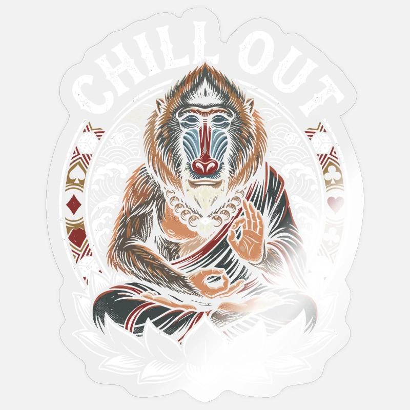 Chillout Monkey Meditation - Sticker size S (10 x 10 cm) - transparent glossy