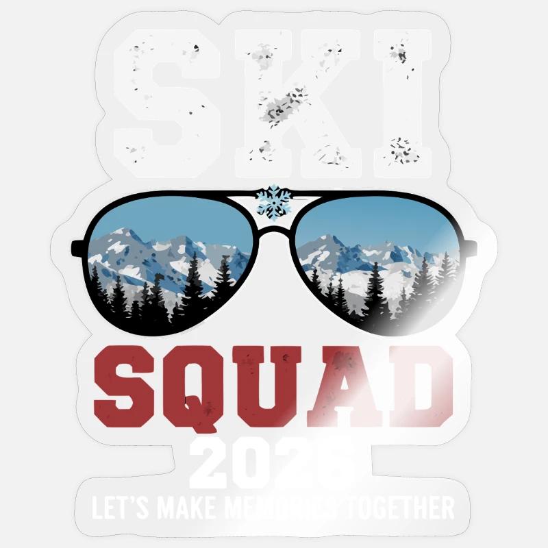 Ski Squad Vacances de ski 2026 - Sticker taille S (10 x 10 cm) - brillant transparent