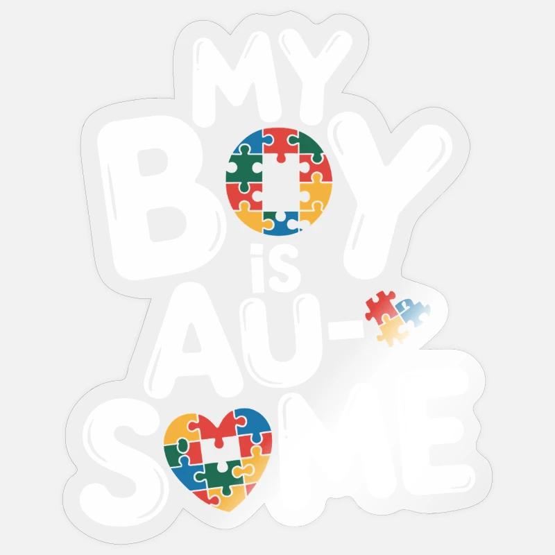 Mein Junge Hat Autismus - Sticker Größe S (10 x 10 cm) - Transparent glänzend