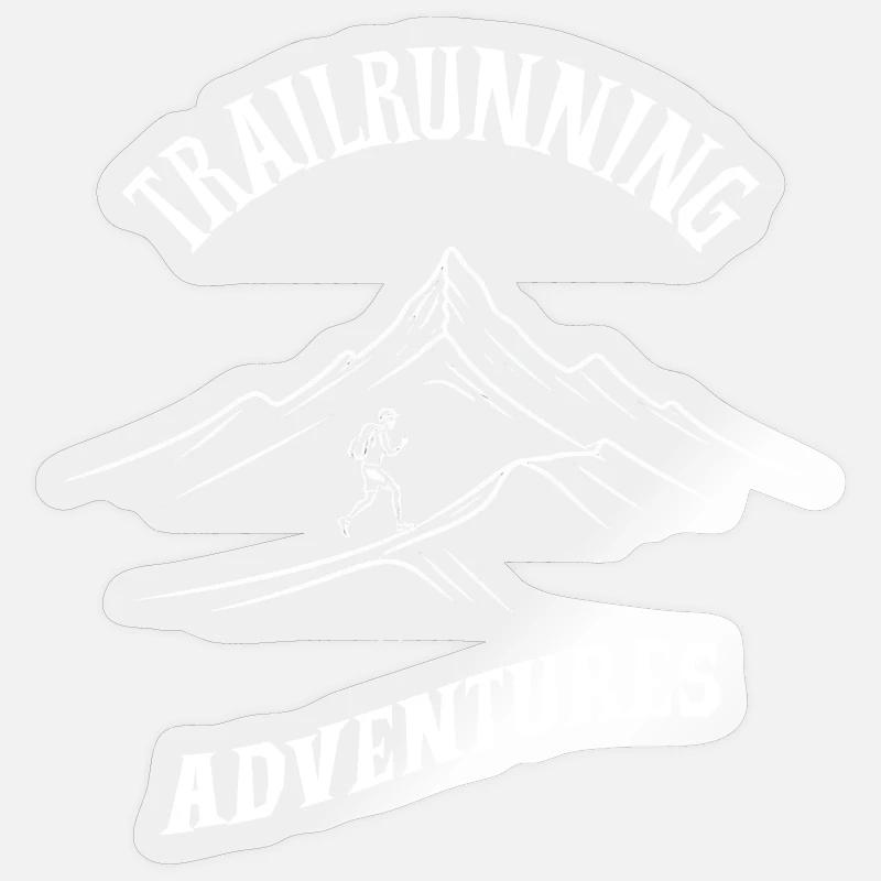 Aventures de trail - Sticker taille S (10 x 10 cm) - brillant transparent