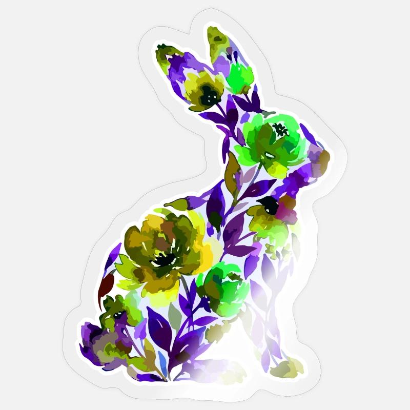 Fleurs en forme de lapin - Sticker taille S (10 x 10 cm) - brillant transparent