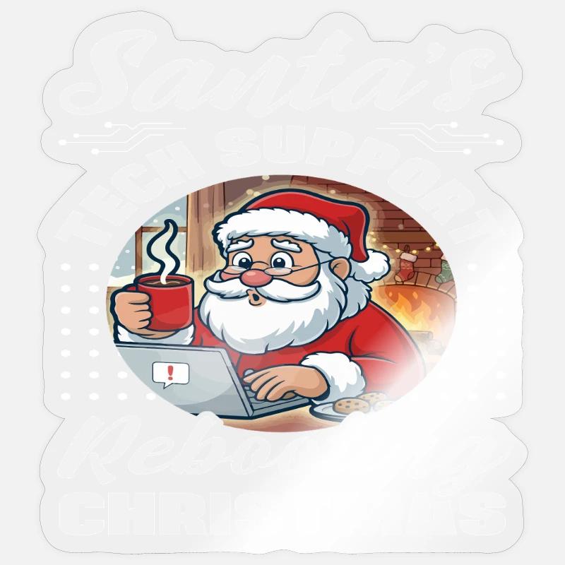 Santa Tech Support Christmas IT Sticker size S (10 x 10 cm)