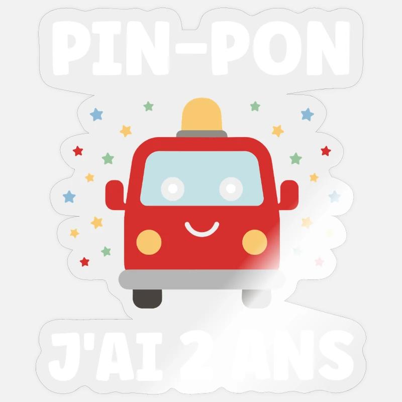 Pin-Pon 2 Ans Voiture - Sticker taille S (10 x 10 cm) - brillant transparent