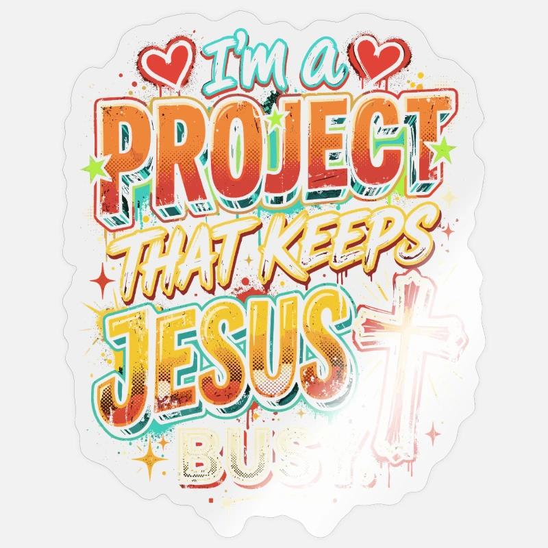 Projet qui occupe Jésus - Sticker taille S (10 x 10 cm) - brillant transparent