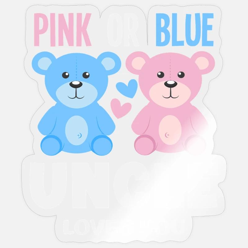Pink Oder Blau Onkel Liebt Dich - Sticker Größe S (10 x 10 cm) - Transparent glänzend