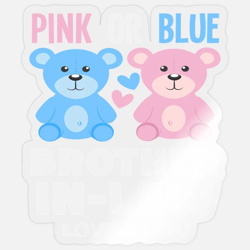Pink Oder Blau Stiefbruder Liebt Dich - Sticker Größe S (10 x 10 cm) - Transparent glänzend