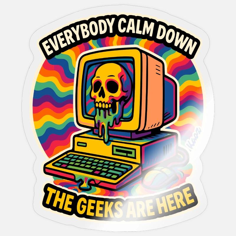 Geeks sind hier Retro Skull Computer - Sticker Größe S (10 x 10 cm) - Transparent glänzend