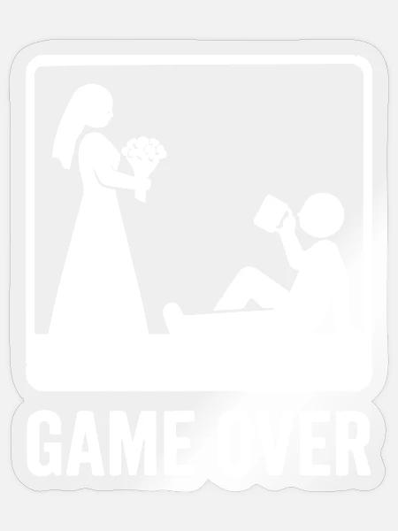 Game Over Hochzeit – Lustiges Brautpaar - Sticker Größe S (10 x 10 cm) - Transparent glänzend