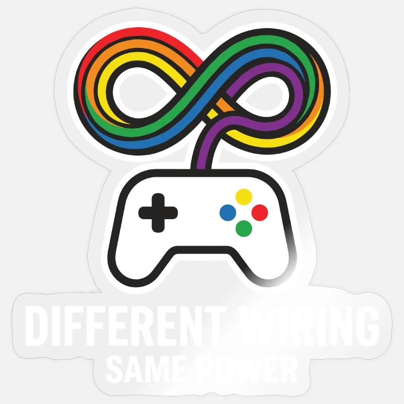 Different Wiring Same Power Gaming Motiv - Sticker size S (10 x 10 cm) - transparent glossy
