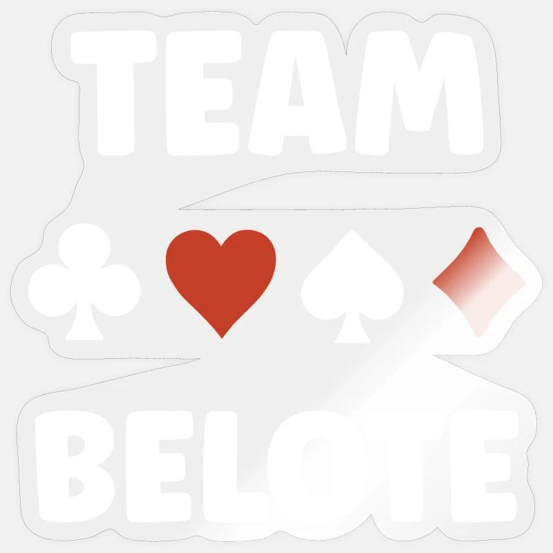 belote - Sticker taille S (10 x 10 cm) - brillant transparent