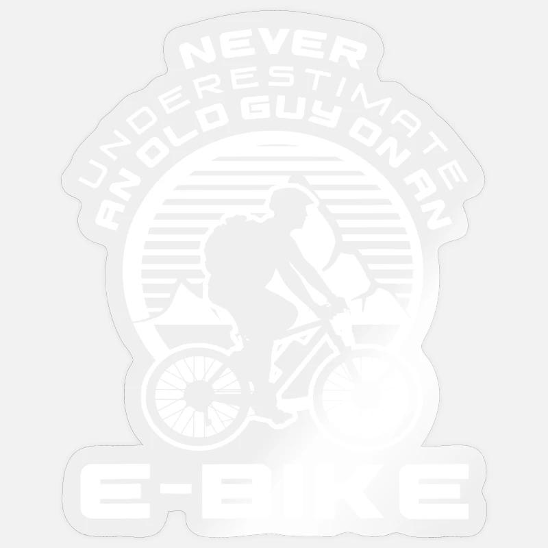 Never Underestimate a Wild E-Bike Rider - Sticker size S (10 x 10 cm) - transparent glossy