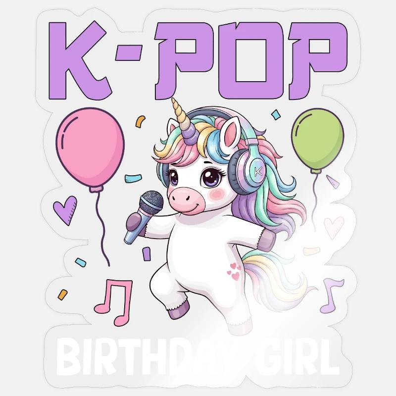 Fille d’anniversaire de K Pop - Sticker taille S (10 x 10 cm) - brillant transparent