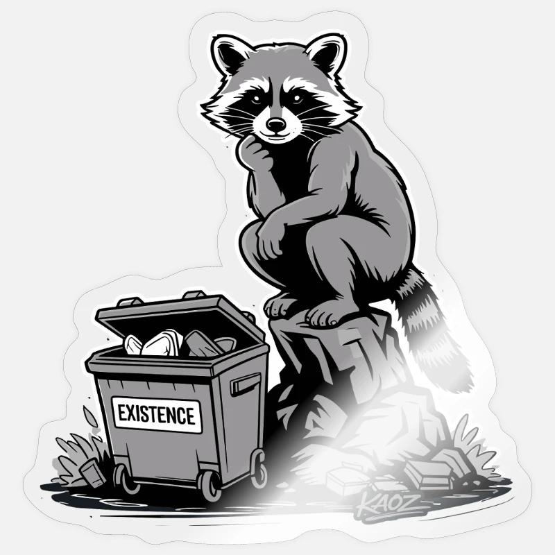 Existenz Waschbärmüllcontainer - Sticker Größe S (10 x 10 cm) - Transparent glänzend