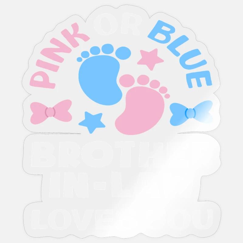 Pink Oder Blau Stiefbruder Gender Reveal Sticker Größe S (10 x 10 cm)