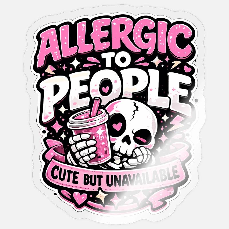 Déclaration douce gotique allergique aux gens - Sticker taille S (10 x 10 cm) - brillant transparent