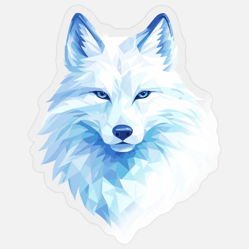 Polygon Wolf Eis Blau– Modern Art - Sticker taille S (10 x 10 cm) - brillant transparent