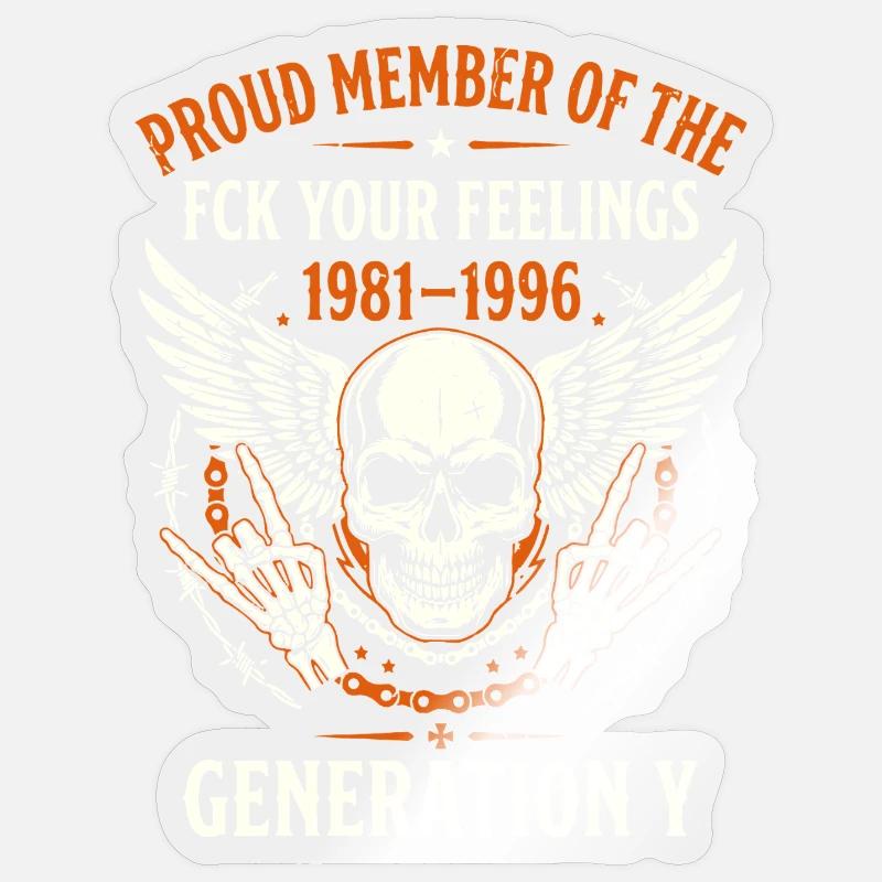 Ali Cranio della Generazione Y 1981-1996 - Sticker formato S (10 x 10 cm) - trasparente lucido