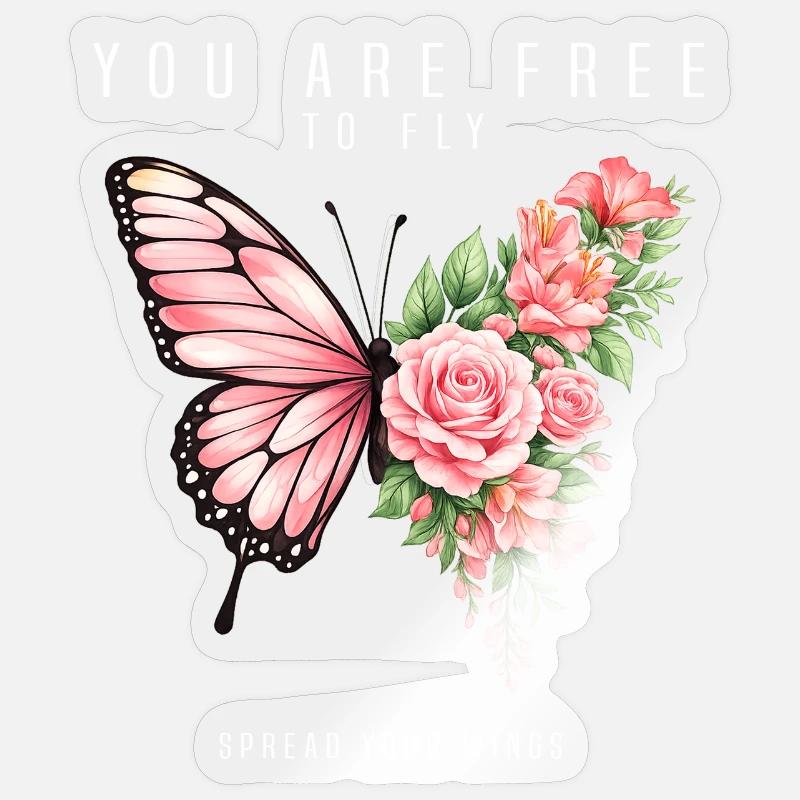 Graphique inspirant de fan papillon - Sticker taille S (10 x 10 cm) - brillant transparent