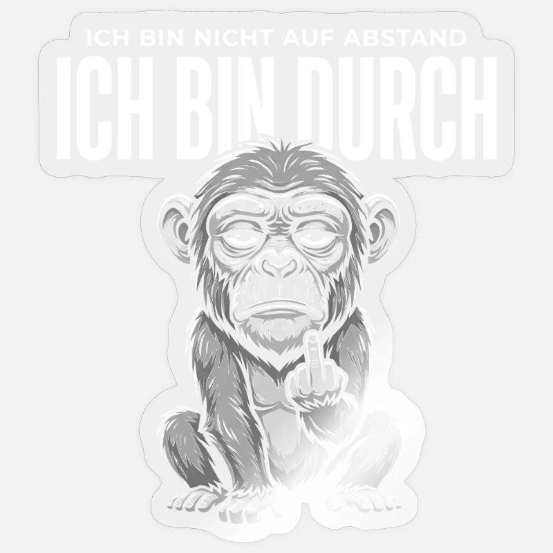 Affe Mittelfinger – Ich bin durch - Sticker Größe S (10 x 10 cm) - Transparent glänzend