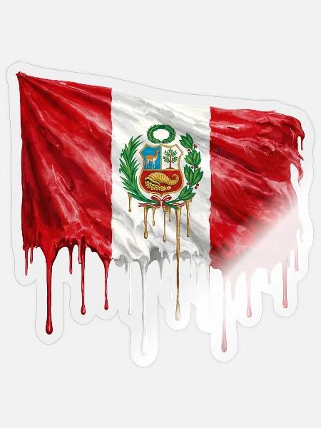 Schmelzende Peru-Flagge Kunst - Sticker Größe S (10 x 10 cm) - Transparent glänzend