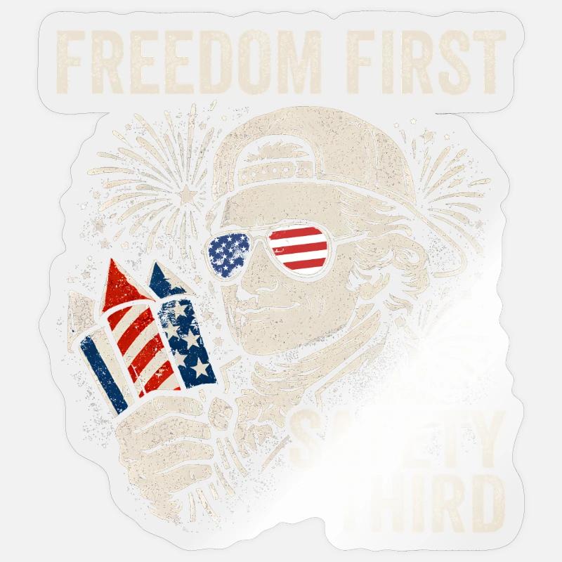 Freedom First, Security Third, Ham - Sticker size S (10 x 10 cm) - transparent glossy