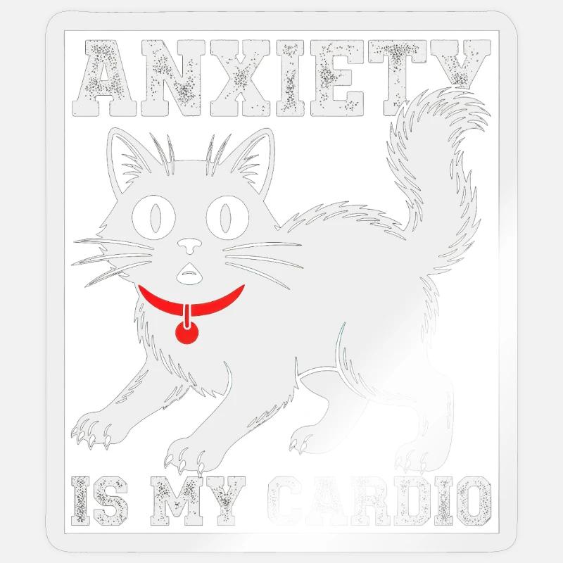 L’anxiété, c’est mon chat cardio Sticker taille S (10 x 10 cm)