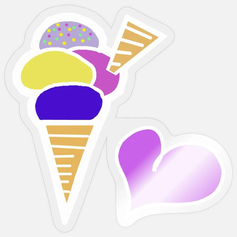 Eiscreme Eis  Eiswaffel Kinder Retro 60er Sticker Größe S (10 x 10 cm)