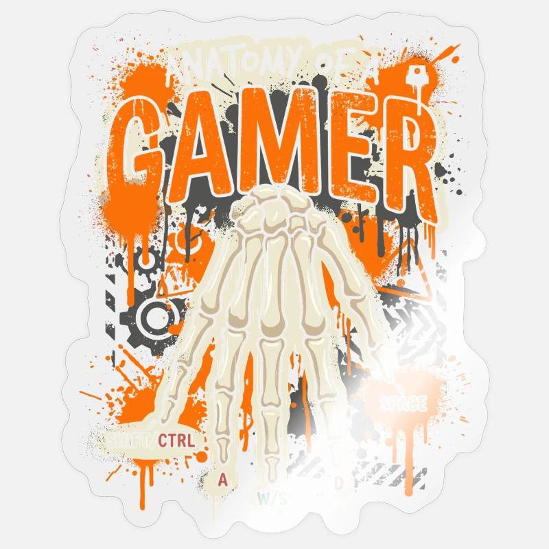Anatomie eines Gamers - Sticker Größe S (10 x 10 cm) - Transparent glänzend